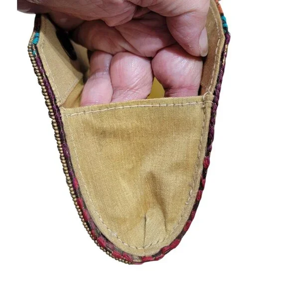 Vintage Handcrafted Multicolor Beaded Handle Clutch Purse With Floral & Geometri - Picture 6 of 7